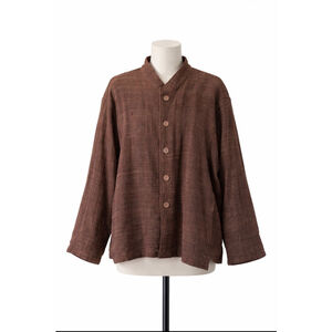 Yasuko Kurisaka Womens One Size Brown Handwoven Jacket Japan Artisan Textured Na
